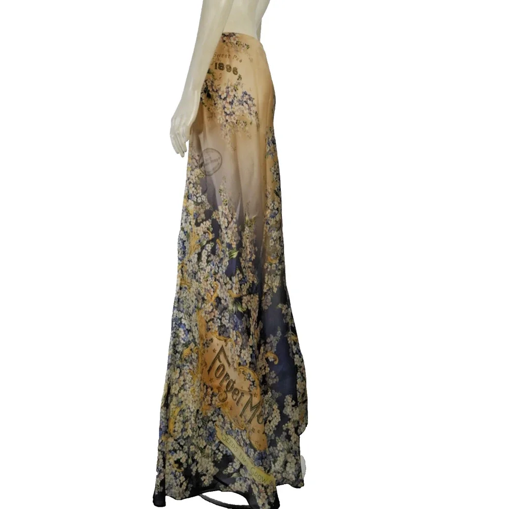 Zimmermann Tama Bias Forget Me Not Flare Skirt Silk Satin Organza Floral Maxi 1 - Picture 10 of 16